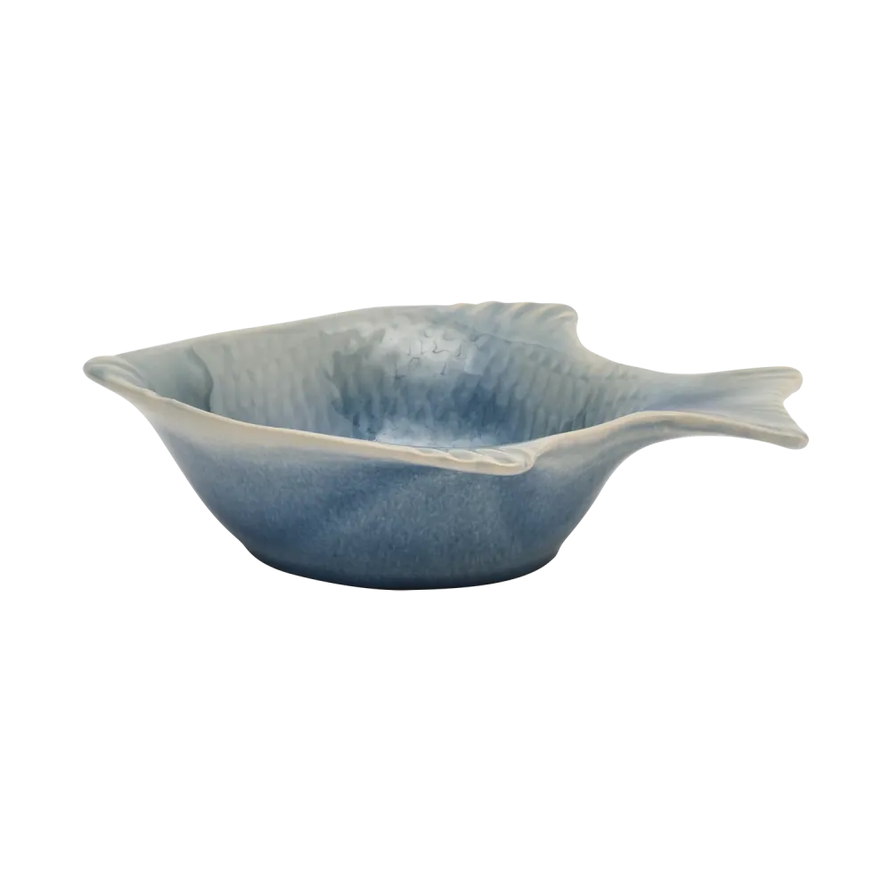 Skål i stentøj formet som en fisk i blå - dekorativ skål 25,5 cm - Affari Sweden