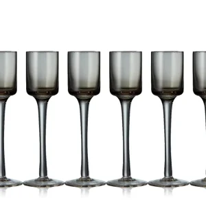 Snapseglas på fod, grå - 6 stk.