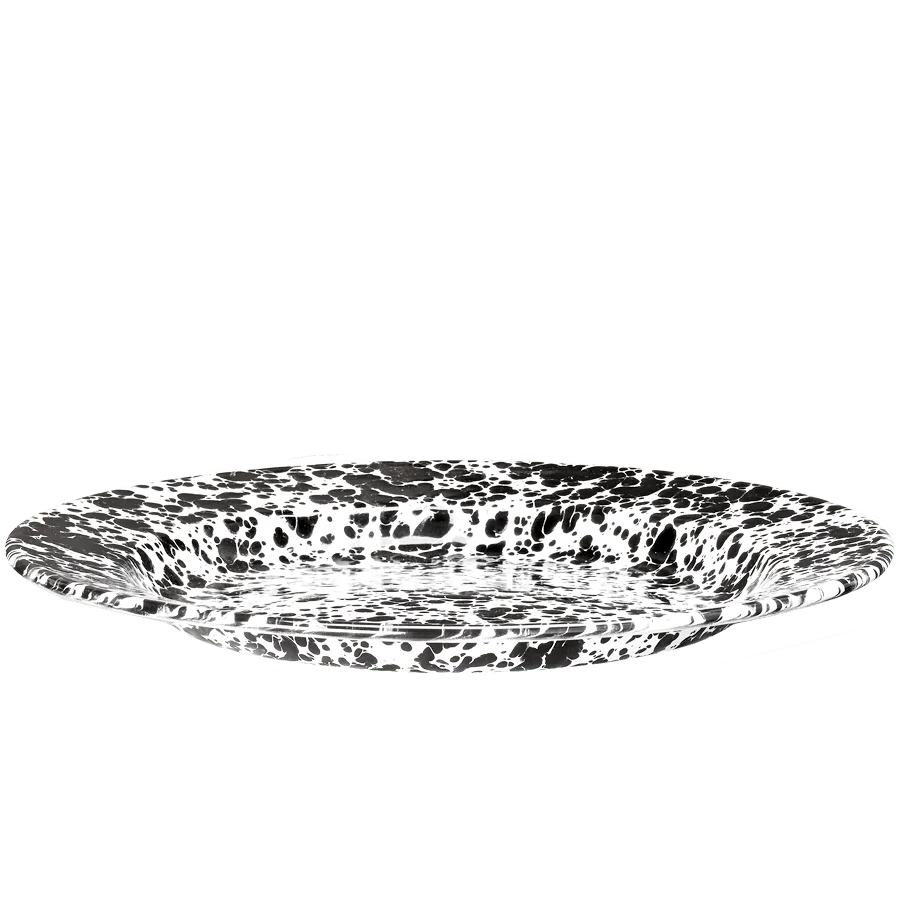 SORT EMALEL SPLATTERWARE MIDDAGETALLERKEN