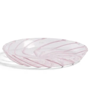 Spin Saucer, sæt af 2 - Clear pink stripe