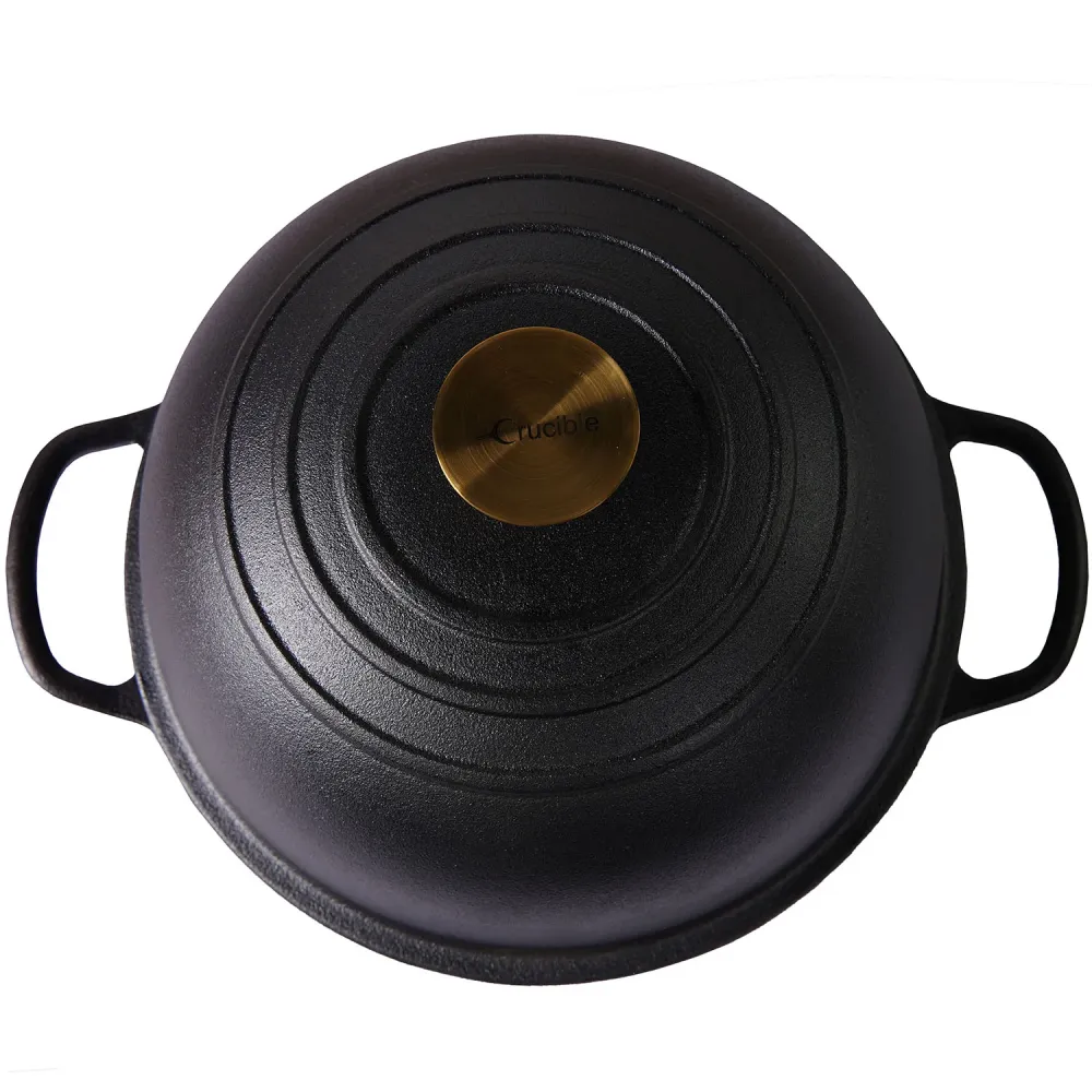 Støbejernsbrødform, surdejsartisanbrødovn – rund 26 cm, 6,25 L (6,6 qt) – dybt låg til dampbagning
