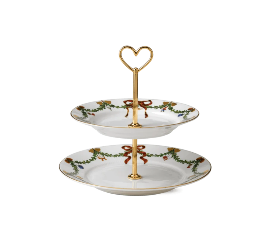 Stjerne Riflet juleetagere - H23 cm