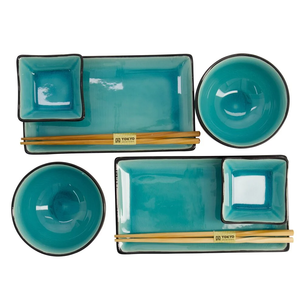 Sushi sæt, Glassy Turquoise - 8 dele