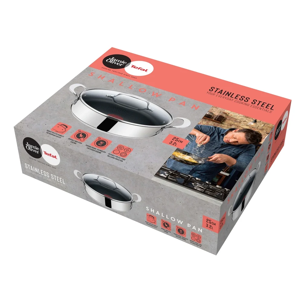 Tefal - Jamie Oliver Essential SS sautergryde 25 cm 3,2 L med låg