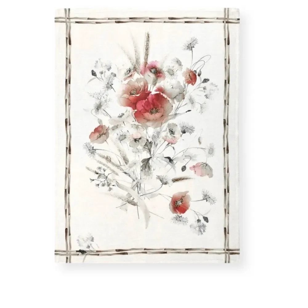 Coquelicot rosa - hør viskestykke Tessitura Toscana Telerie