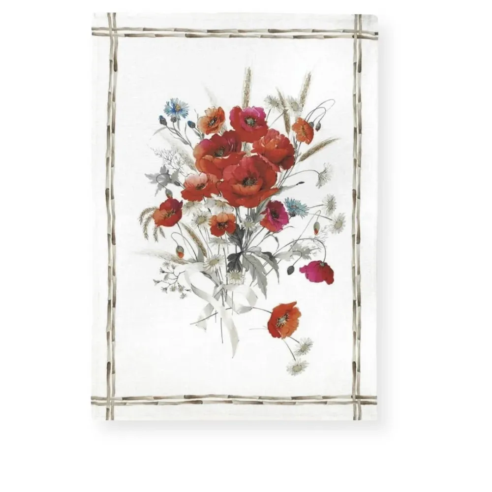 Coquelicot rosso - hør viskestykke Tessitura Toscana Telerie