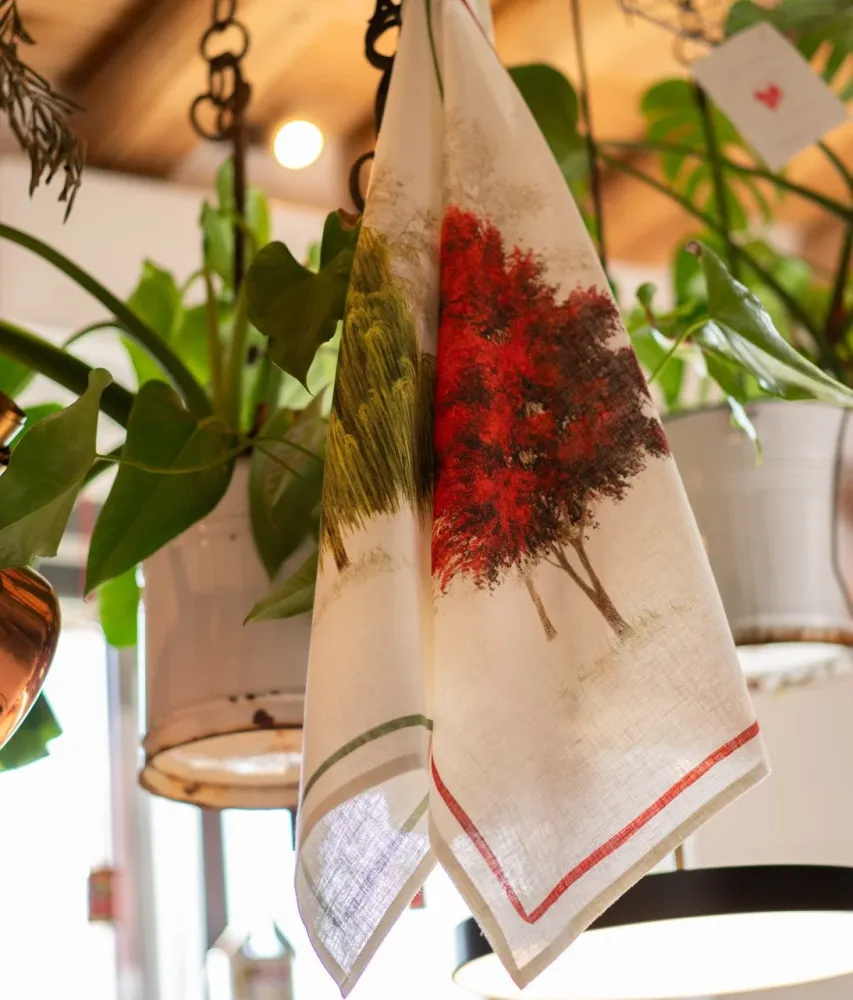 Greeson red - hørviskestykke Tessitura Toscana Telerie