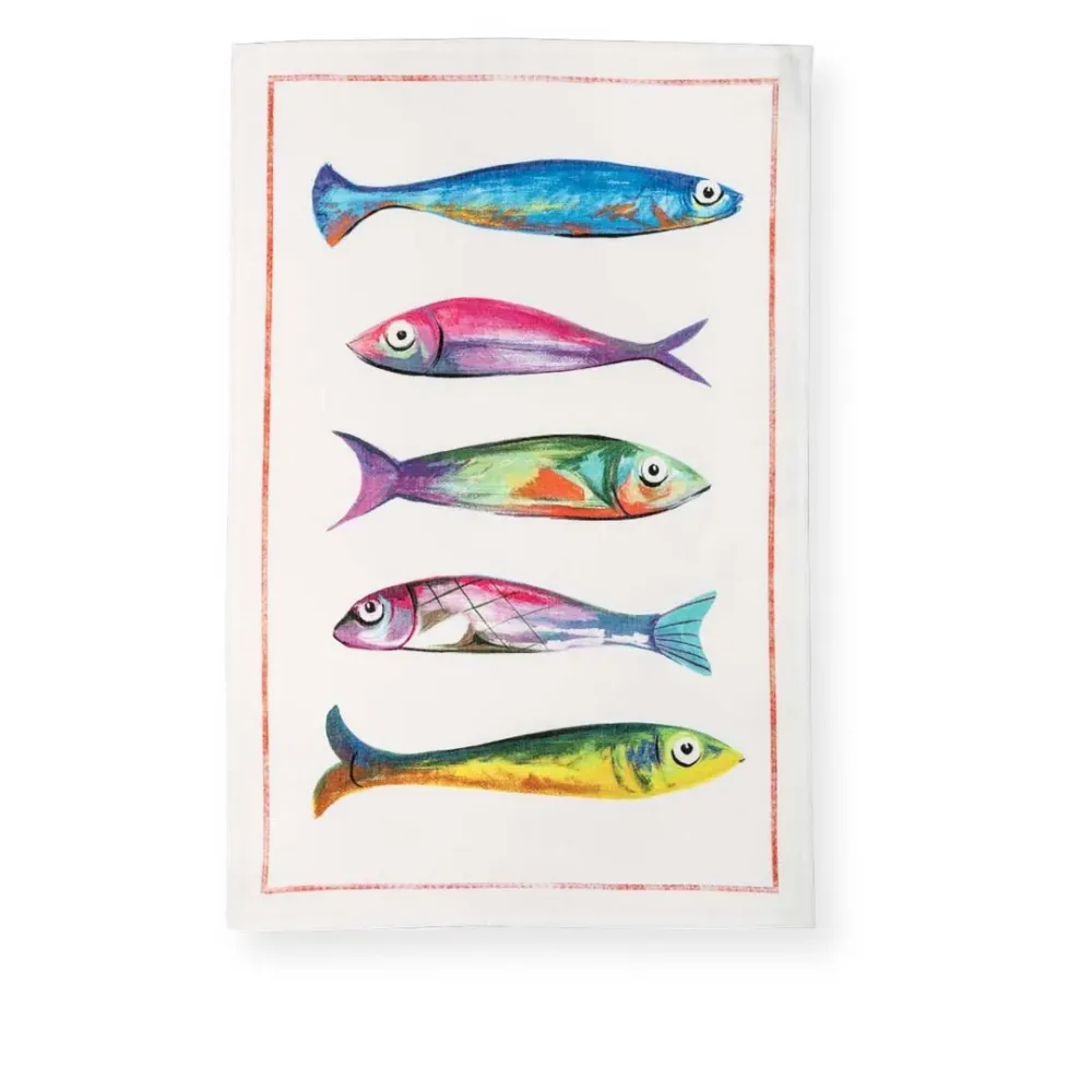 Poisson bleu cinq - hørviskestykke Tessitura Toscana Telerie