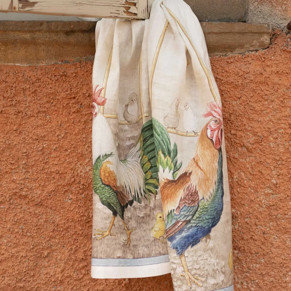 Rooster marrone - hørviskestykke Tessitura Toscana Telerie