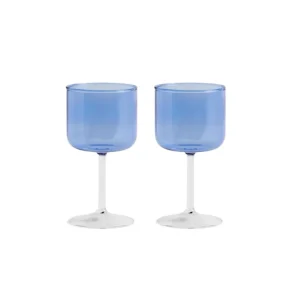 Tint vinglas, sæt af 2 - Blue and clear