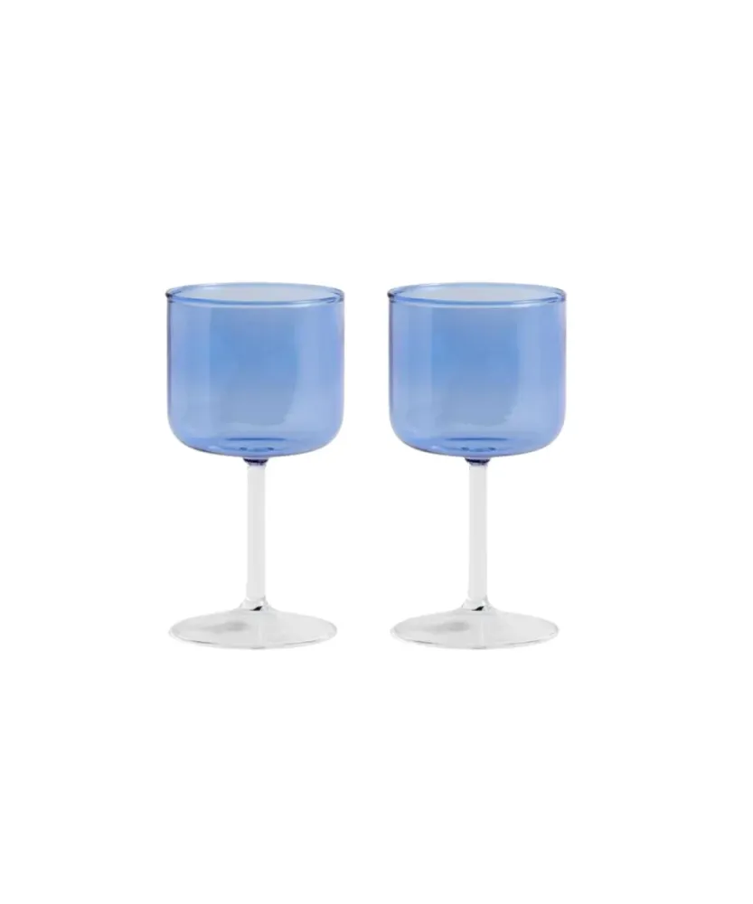 Tint vinglas, sæt af 2 - Blue and clear