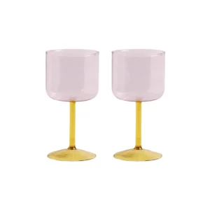 Tint vinglas, sæt af 2 - Pink and yellow