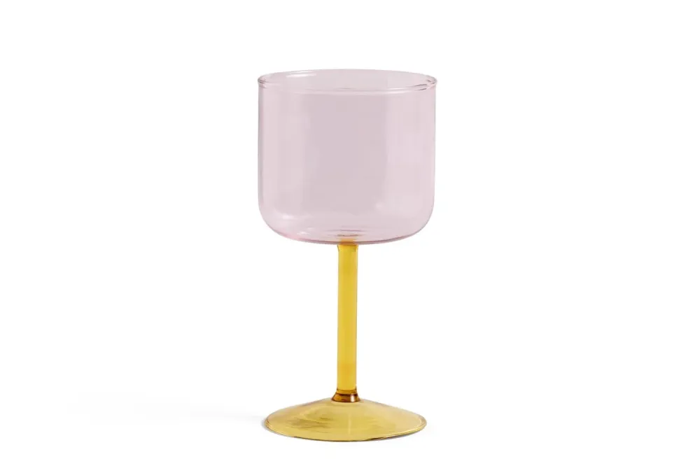 Tint vinglas, sæt af 2 - Pink and yellow