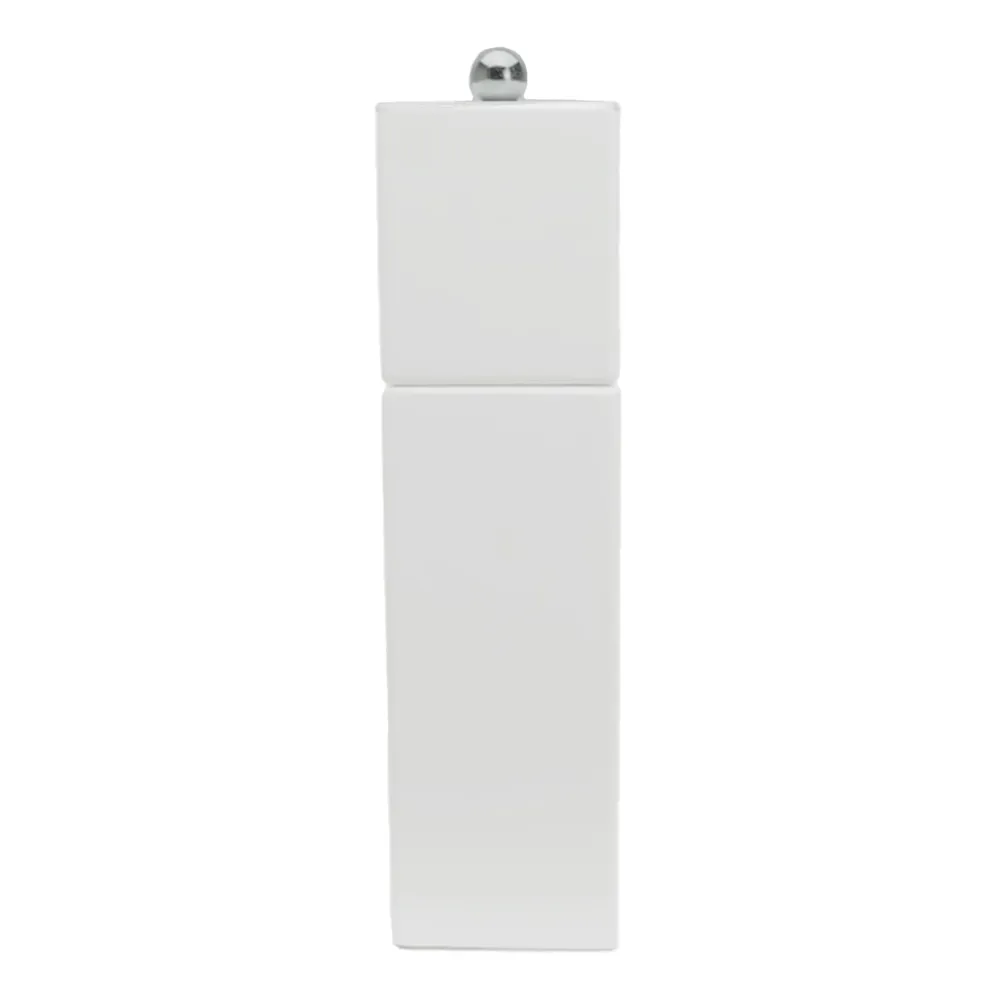 White Square Pillar Salt or Pepper Mill