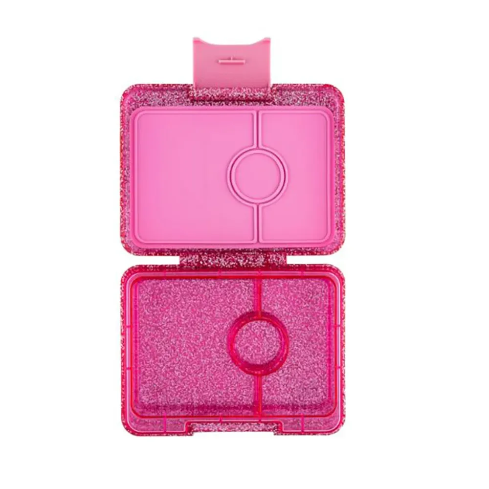 Yumbox madkasse m. 3 rum, Snack - Sparkle pink glitter/Pink clear