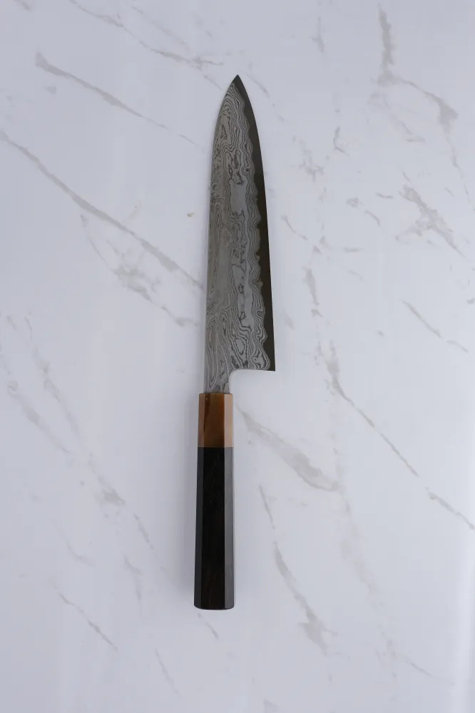 Nakagawa Satoshi X Myojin Blue #1 (Etched) Ebony - 210 mm Kokkekniv