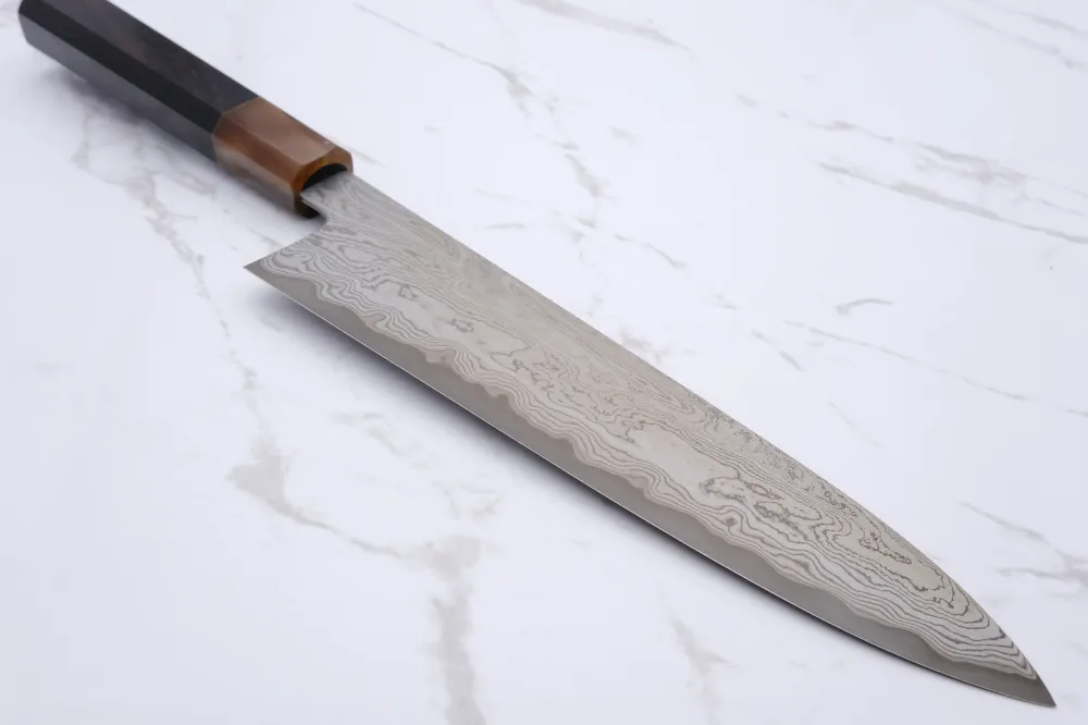 Nakagawa Satoshi X Myojin Blue #1 (Etched) Ebony - 210 mm Kokkekniv