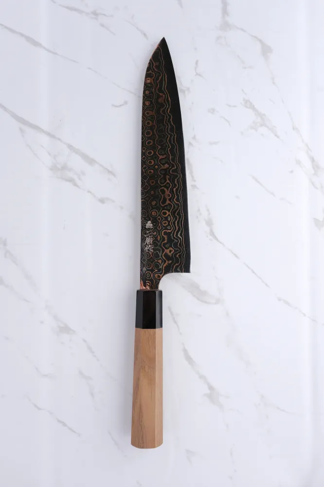 Nigara Hamono Blue #2 Rainbow damascus - 240 mm Gyoto