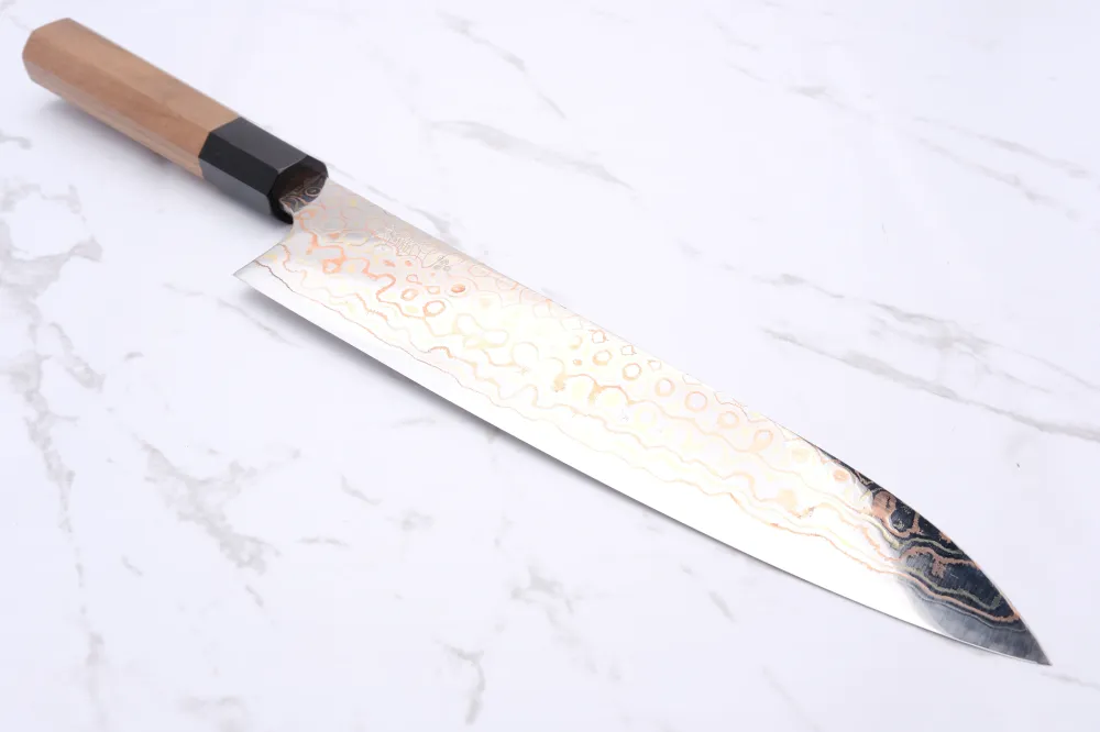 Nigara Hamono Blue #2 Rainbow damascus - 240 mm Gyoto