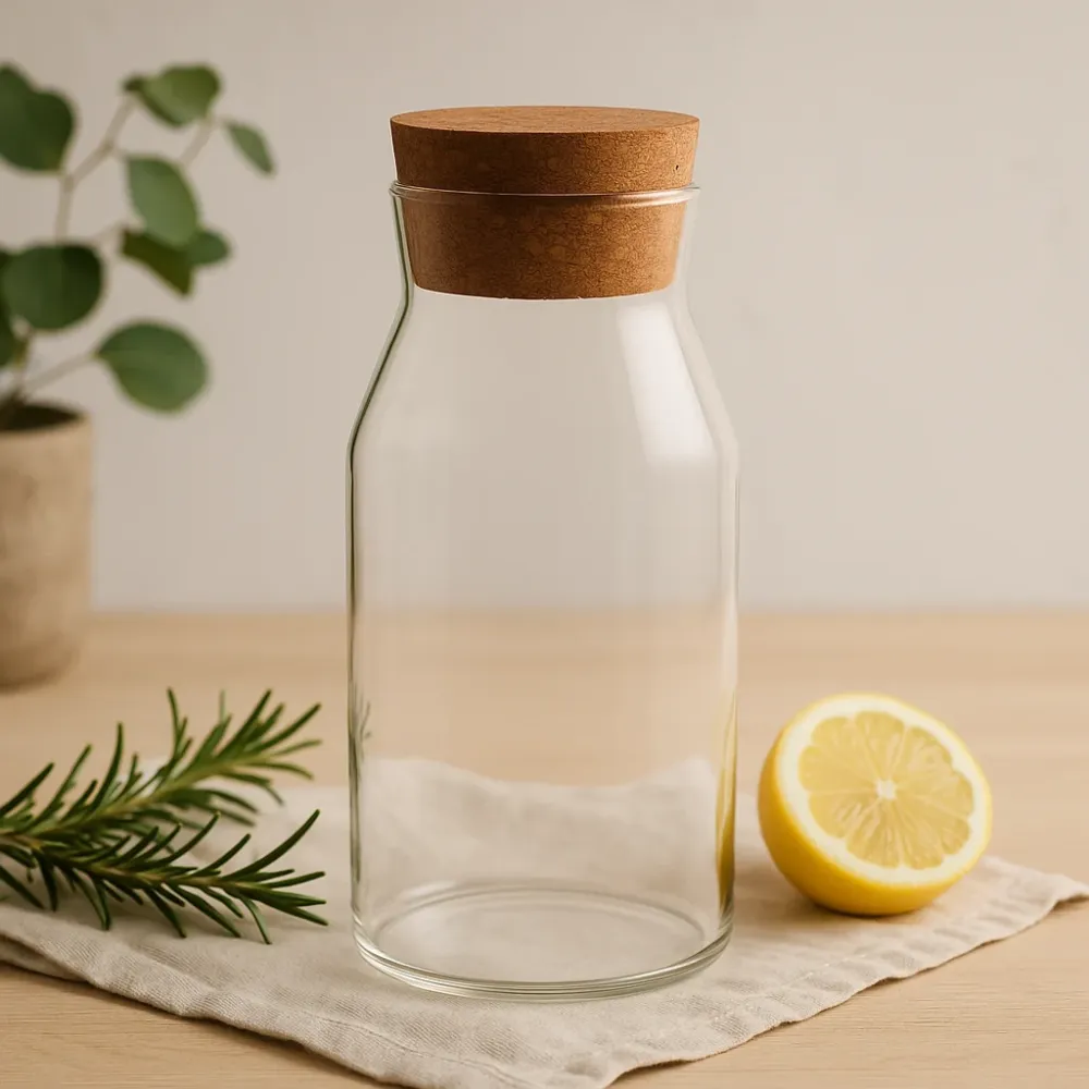 Klar glasbeholder med korklåg, 15cm