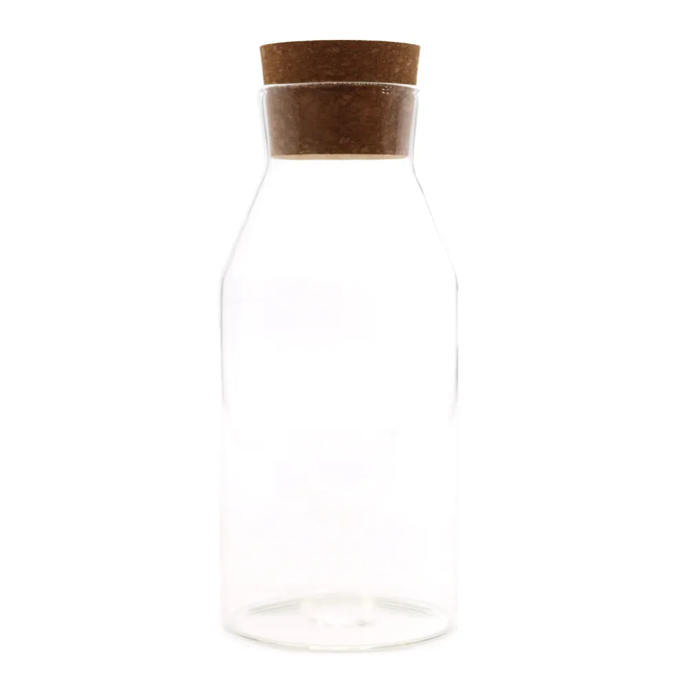 Klar glasbeholder med korklåg – 20 cm
