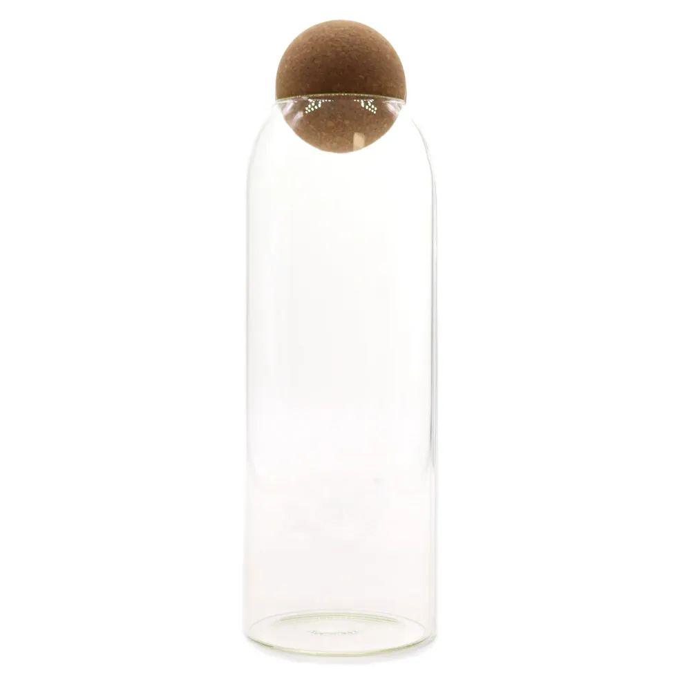 Klar glasbeholder med korkprop kuglelåg 25cm