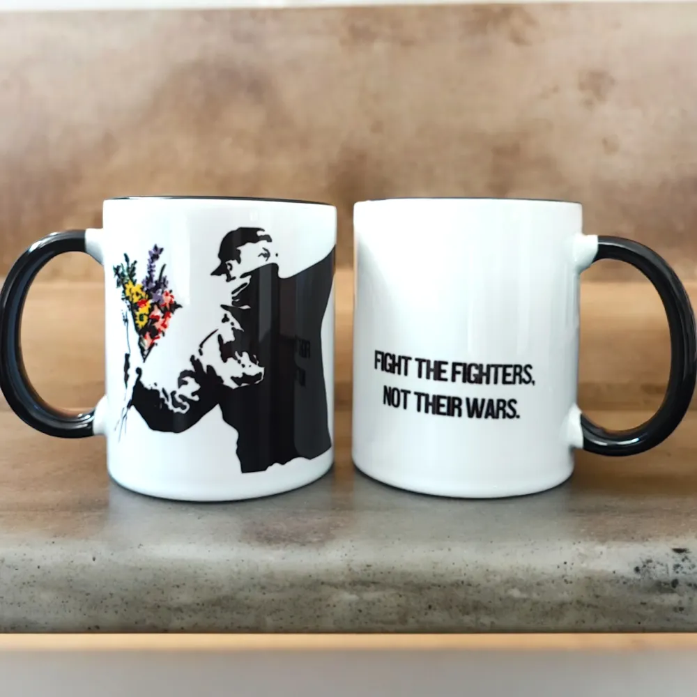 Banksy Ceramic Mug 325ml - Flower Thrower