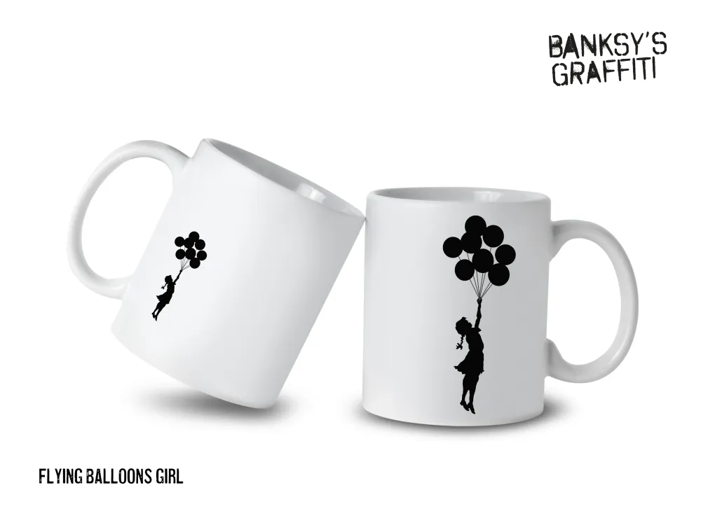 Banksy Ceramic Mug 325ml - Flying Balloons Girl