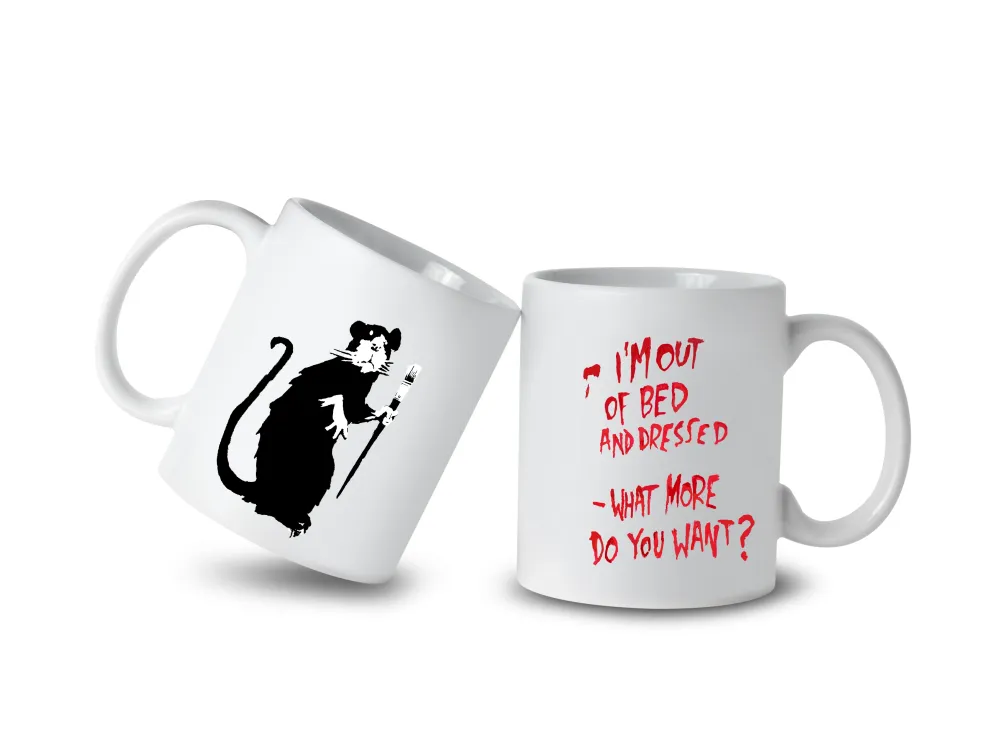 Banksy Ceramic Mug 325ml - I'm Out Bed