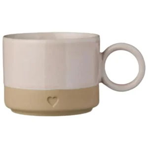 Ib Laursen - Krus m/hank Heart mat brunt ler m/rosa kant 290 ml - Stentøj - 2468-07