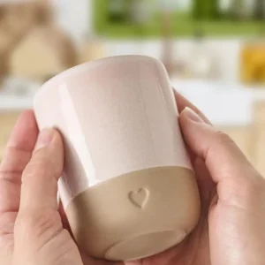 Ib Laursen - Krus u/hank Heart mat brunt ler m/rosa kant 190 ml - Stentøj - 2467-07