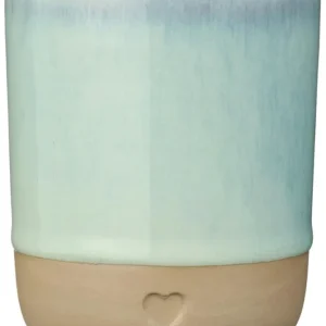 Ib Laursen - Krus u/hank Heart mat brunt ler m/lysegrøn kant 190 ml - Stentøj - 2467-42