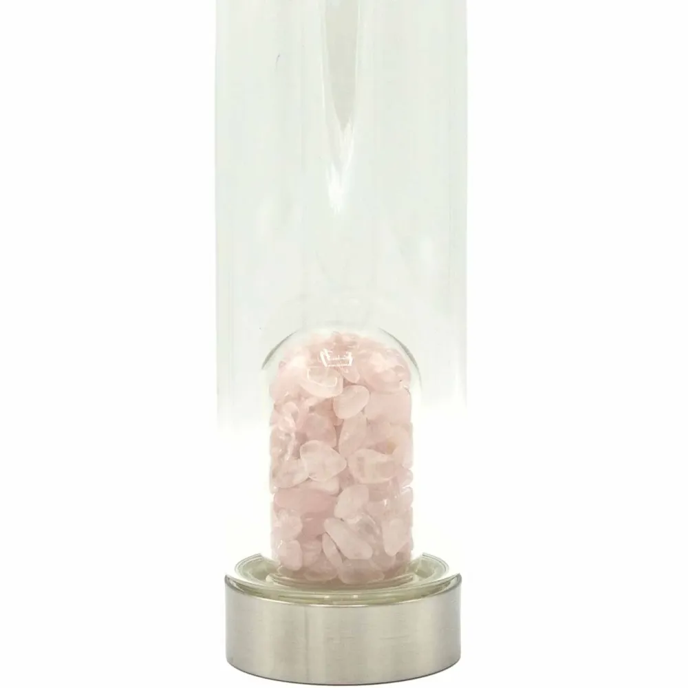 Rose Quartz Krystal Vandflaske Med Flager