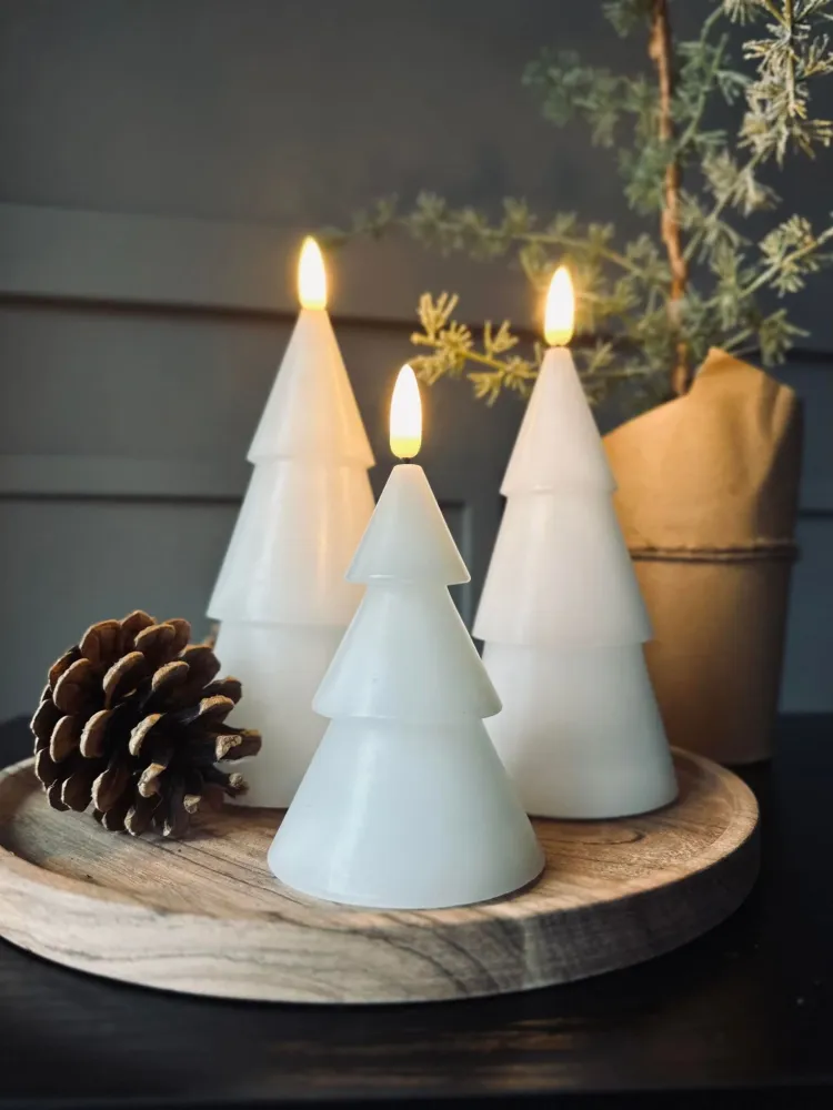 LED Juletræ 3 stk m.fjernbetjening Hvid