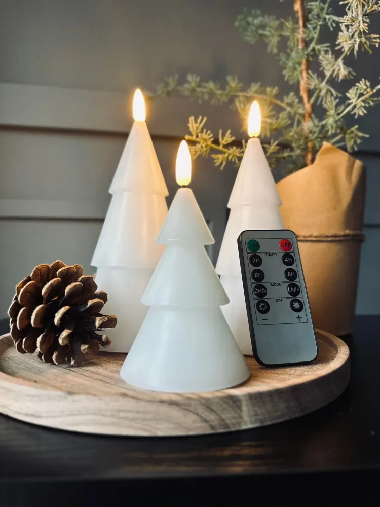 LED Juletræ 3 stk m.fjernbetjening Hvid