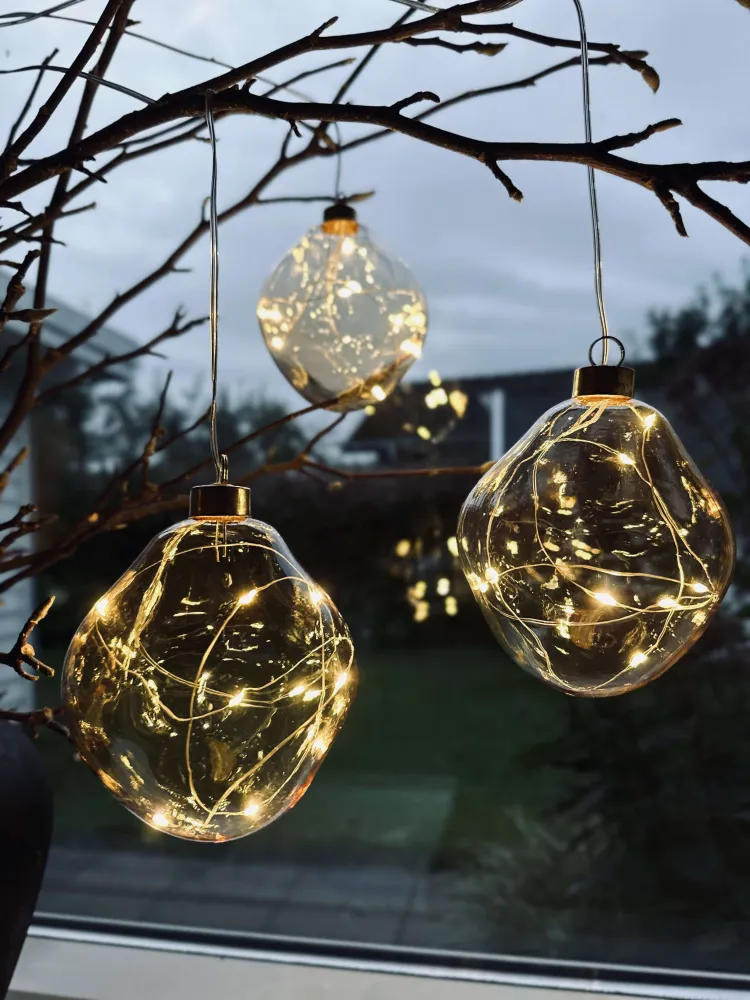 LED Lyskugler Golden - Sæt med 3 stk