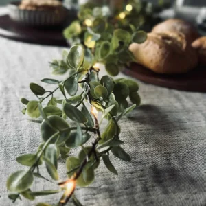 Lyskæde med grønne eucalyptus-blade