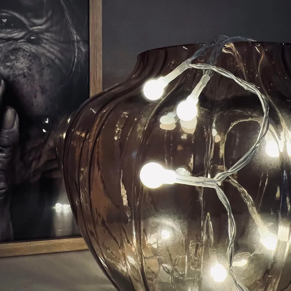 Lyskæde med hvide LED dots - batteriboks
