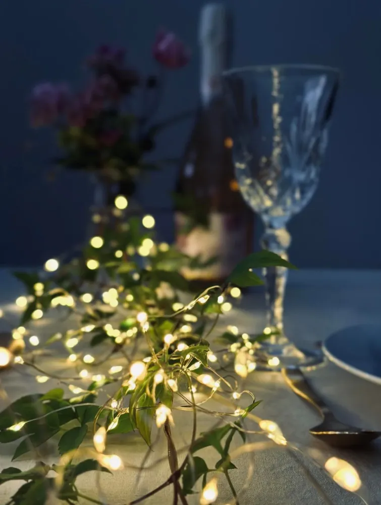Lyskæde silver wire med 100 LED Lys