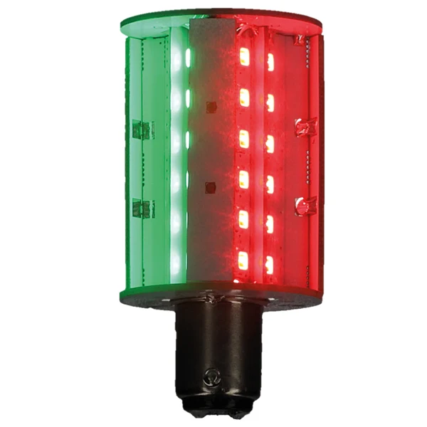 Nautecled, Aqua Signal LED pære BAY15D, 3,9 W, 6000 K, Rød/Grøn, 10-35 V, 360 Lumen, 70 mm, Ø 35 mm