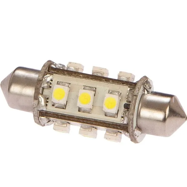 Nautecled, Navigation LED pinolpære 37mm - Hvid, 10W, 10-35V