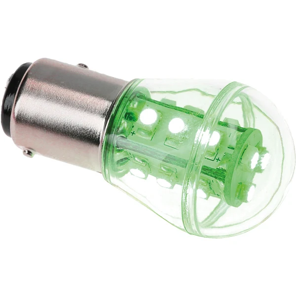 Nautecled, Navigation LED pære BAY15D, Grøn, 1,3 W, 10-35 V, 48 mm