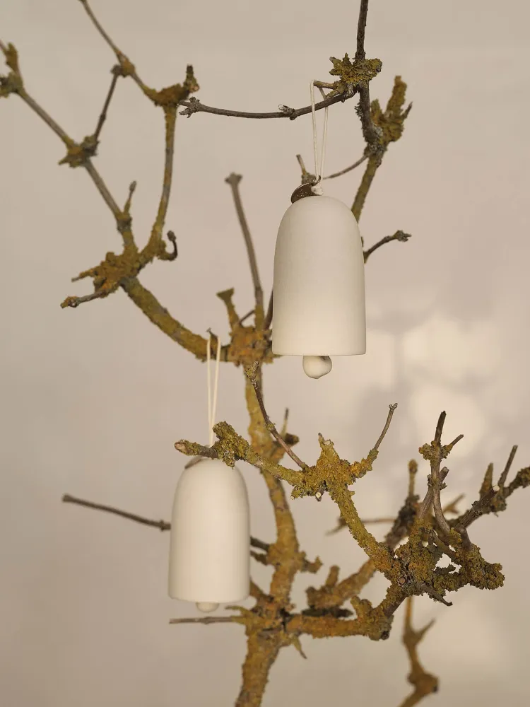 Bell Ceramic Ornament - Set 2 - Off-White