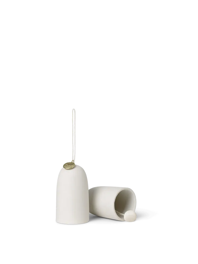 Bell Ceramic Ornament - Set 2 - Off-White
