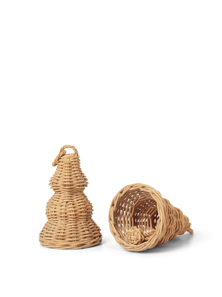 Braided Bell Baubles - Set 2 - Natural