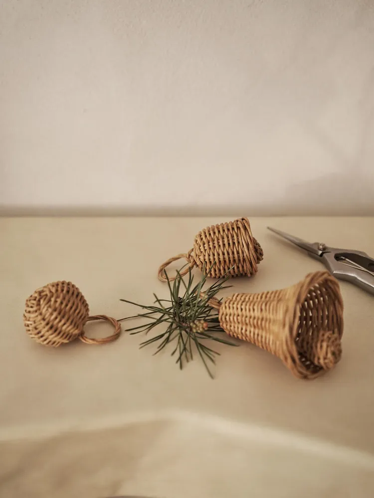 Braided Bell Baubles - Set 3 - Natural