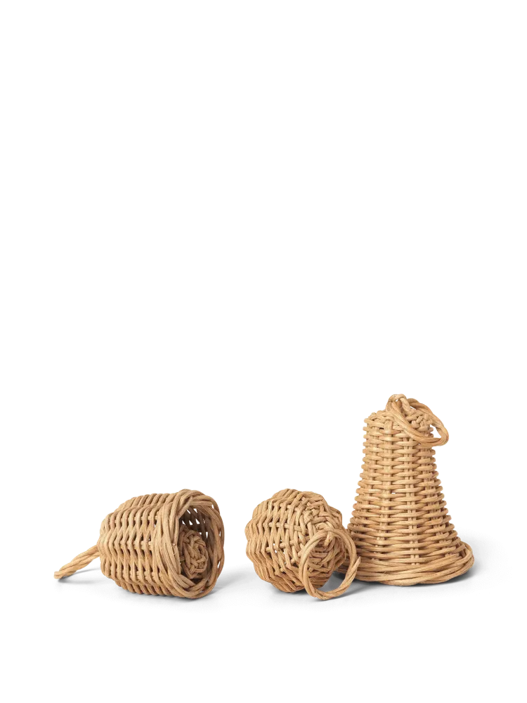 Braided Bell Baubles - Set 3 - Natural