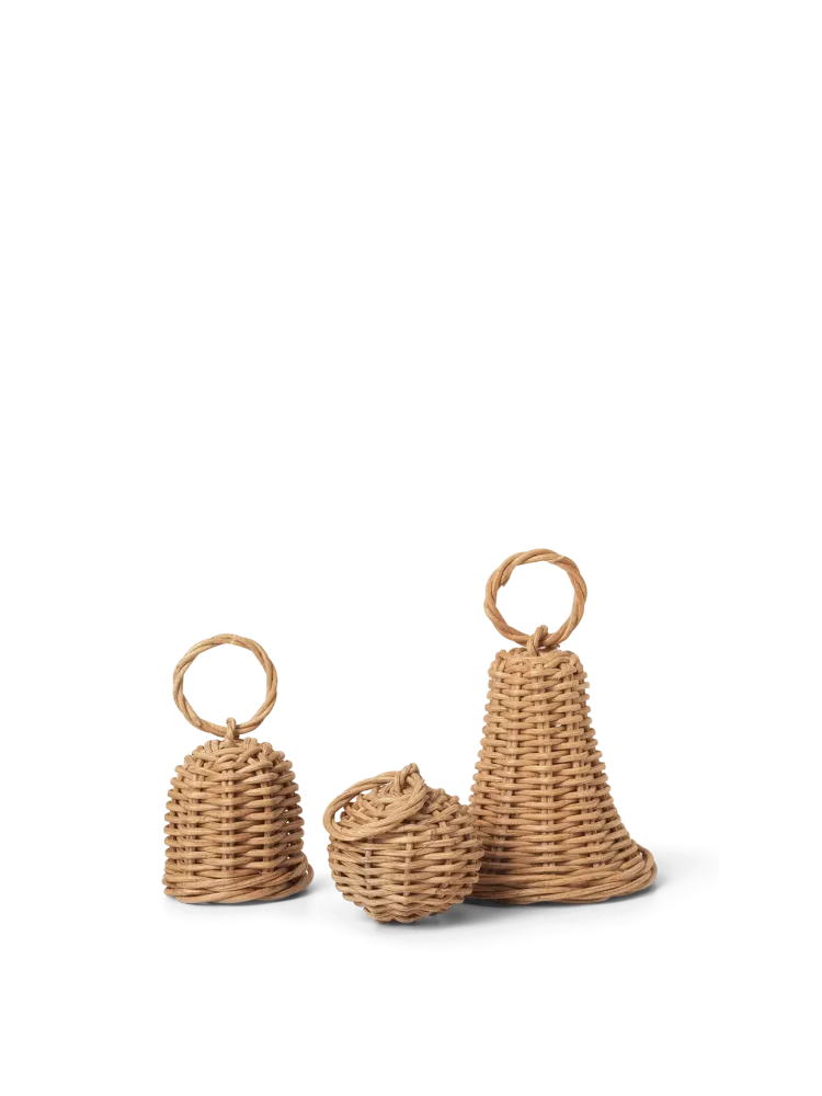 Braided Bell Baubles - Set 3 - Natural