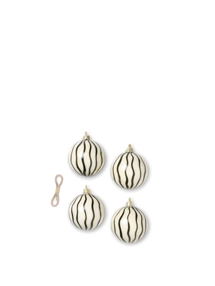 Christmas Glass Ornaments - Lines - Set 4 - Green