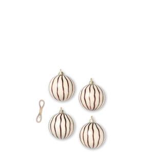 Christmas Glass Ornaments - Lines - Set 4 - Red Brown